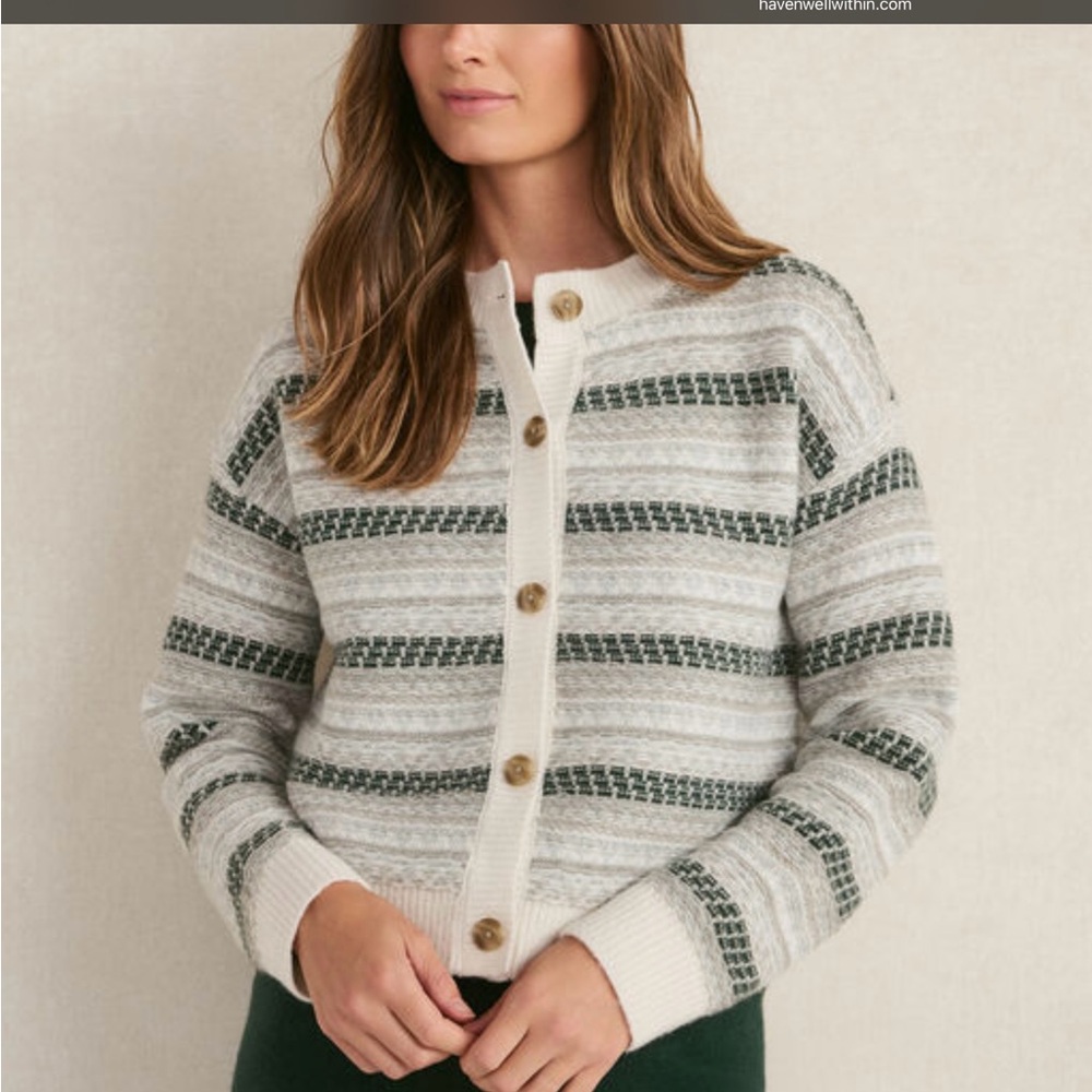 Haven Well Within Striped Button-Up Cardigan Sweater NWT
